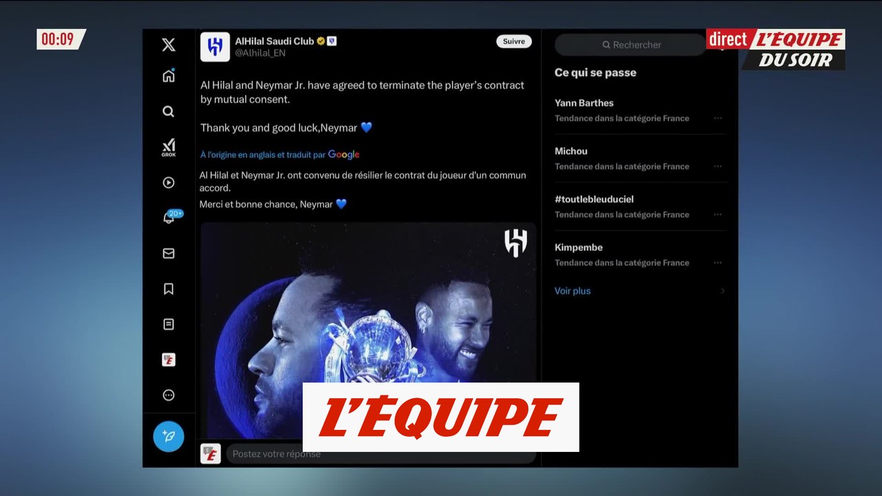 Neymar résilie son contrat avec Al-Hilal - Foot - Transferts