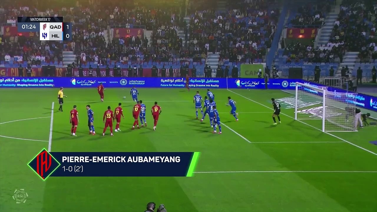Aubameyang double sees Al Qadsiah past Al Hilal