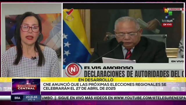 CNE anuncia la celebración de elecciones Parlamentarias y de Gobernadores el próximo 27 de abril .