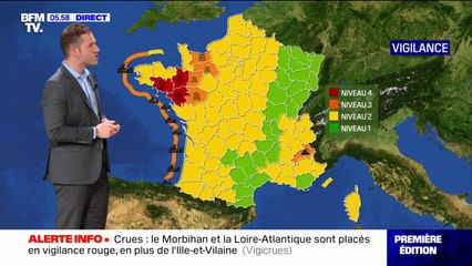 3 départements en vigilance rouge crues, un temps instable se déplace d'Ouest en Est ce mardi