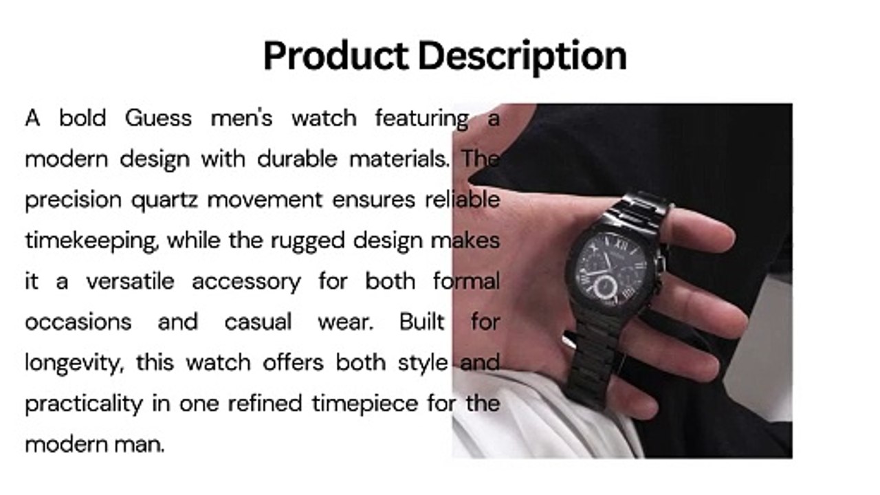 Guess Headline Black Dial Square Case Multi Function Men Watch