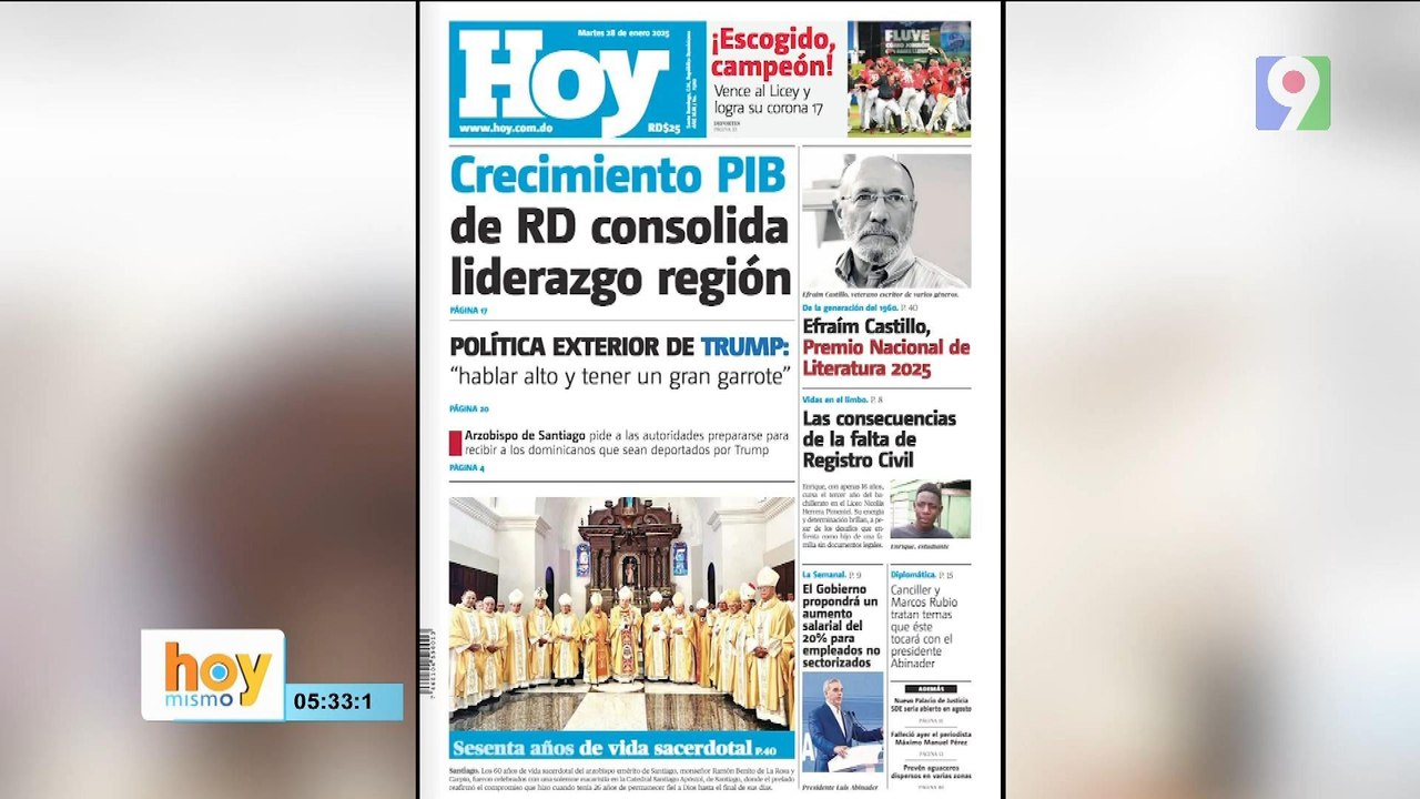 Titulares prensa dominicana martes 28 de enero 2025 | Hoy Mismo