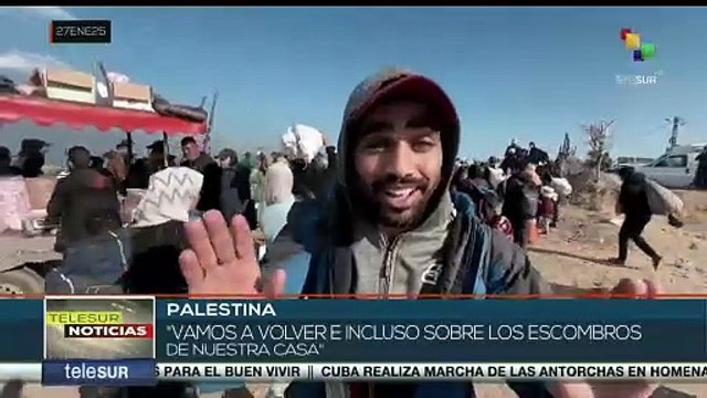 Palestinos regresan al norte de la Franja de Gaza tras más de un año de su desplazamiento forzado