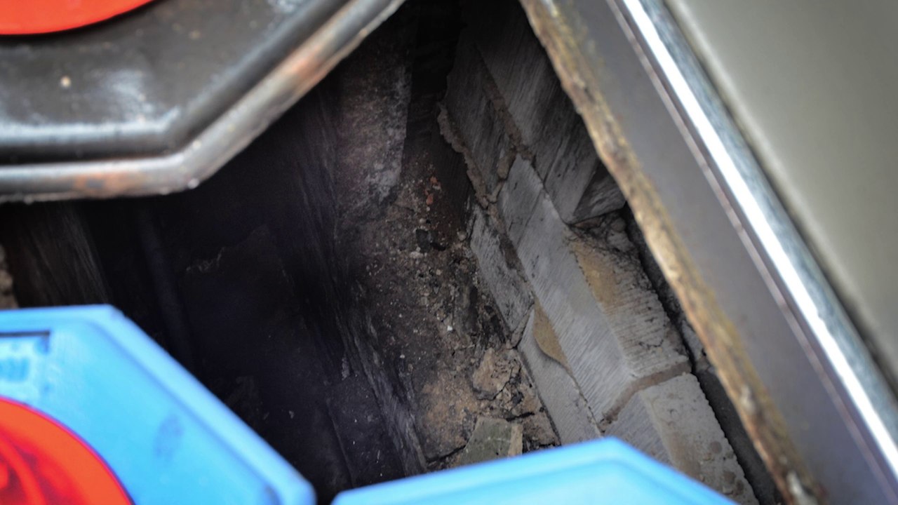 Collapsed pavement in Claremont, Hastings, East Sussex on January 28 2025