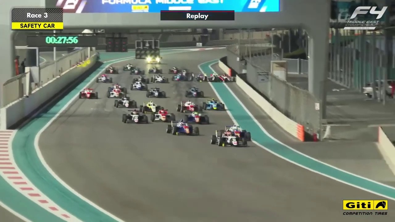 F4 Middle East Championship 2025 Abu Dhabi 2 Race 3 Start Big Crash