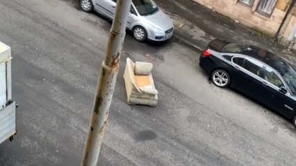 Hilarious footage of Storm Éowyn’s winds causing sofa to slide down slope