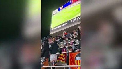 Perdiendo 7-1 y se acuerdan del Madrid: así fue el cántico de los valencianistas en Barcelona