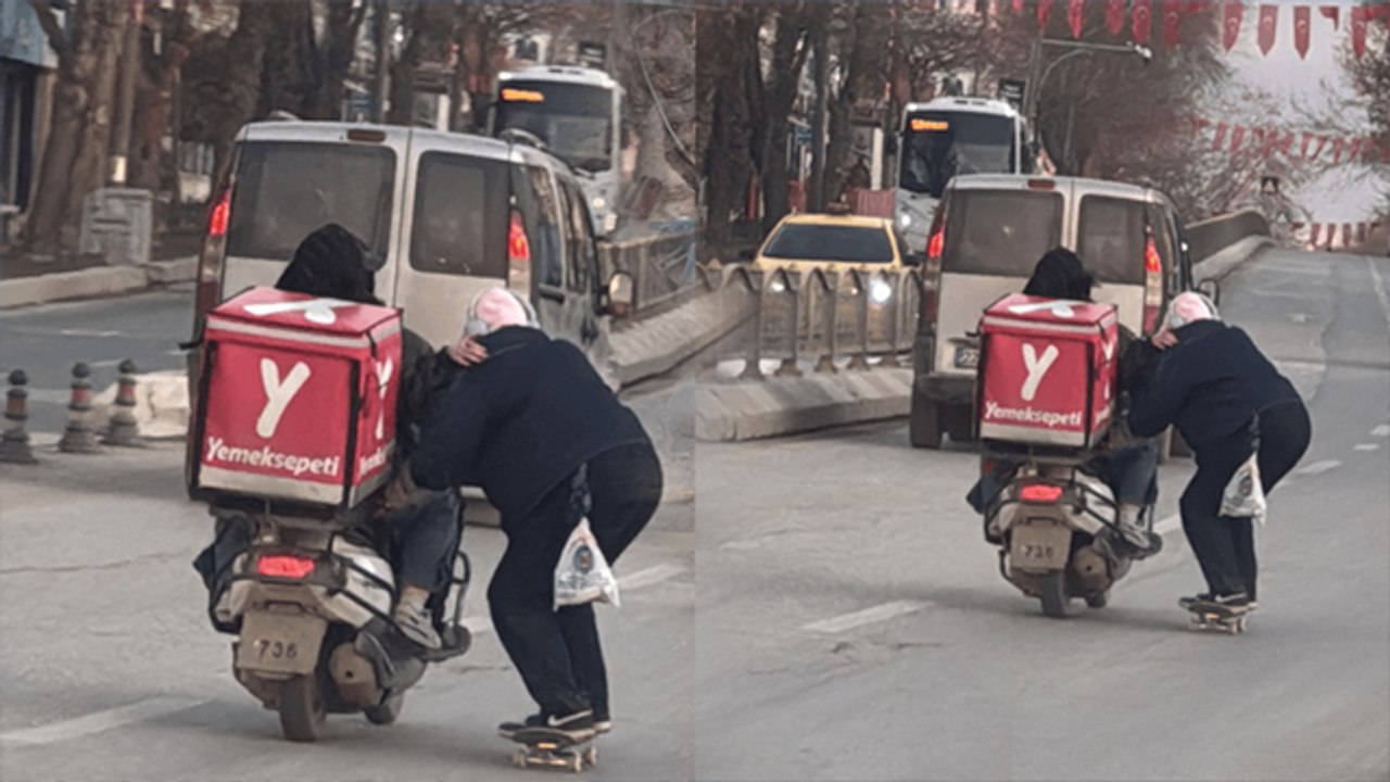 Motokuryeye tutunup canını hiçe saydı: Tehlikeli yolculuk kamerada