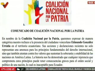 Comunicado | Coalición por Patria de Ecuador rechaza presencia de Edmundo González en su territorio