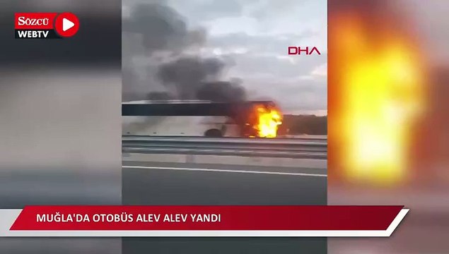 Otobüs alev alev yandı