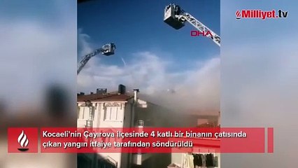 4 katlı apartmanın çatısında yangın