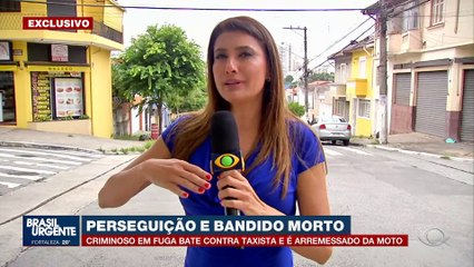 Bandido em fuga bate em moto, sai voando e acaba morto