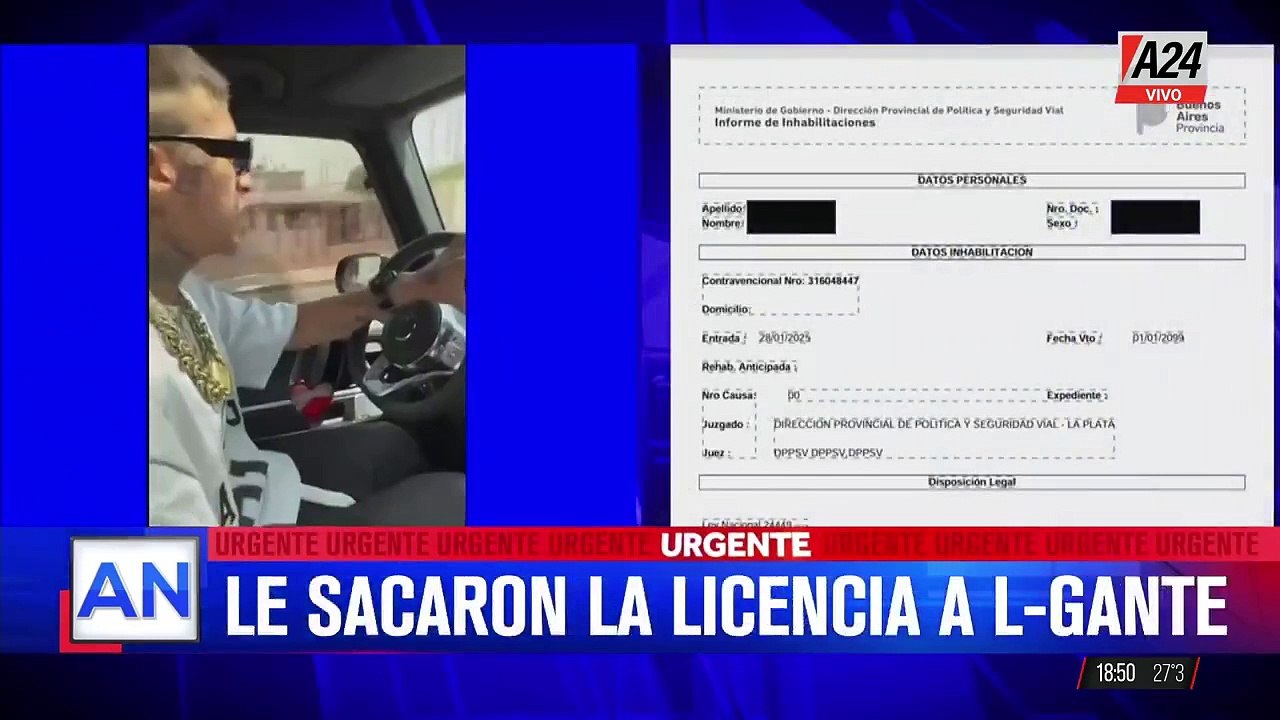 A24.com - 🔴NUEVO ESCÁNDALO PARA L-GANTE： LE SACARON LA LICENCIA DE CONDUCIR  Wanda Nara publicó