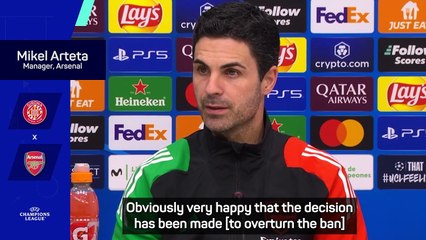 Arteta 'very happy' after Lewis-Skelly ban overturned