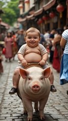 Chubby Baby Rides Pig #Chubby #baby #PIGGS #ViralVideos #fypシ #TrendingNow #Trending