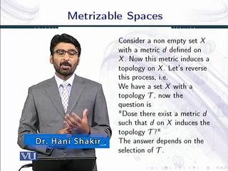 Topology Lecture 108   Metrizable Spaces in Topology in Urdu