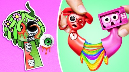 Squishy Tele And Lily ☎️ 🌈 Don't Separate SPRUNKI! *Paper Sprunki Surgeries*