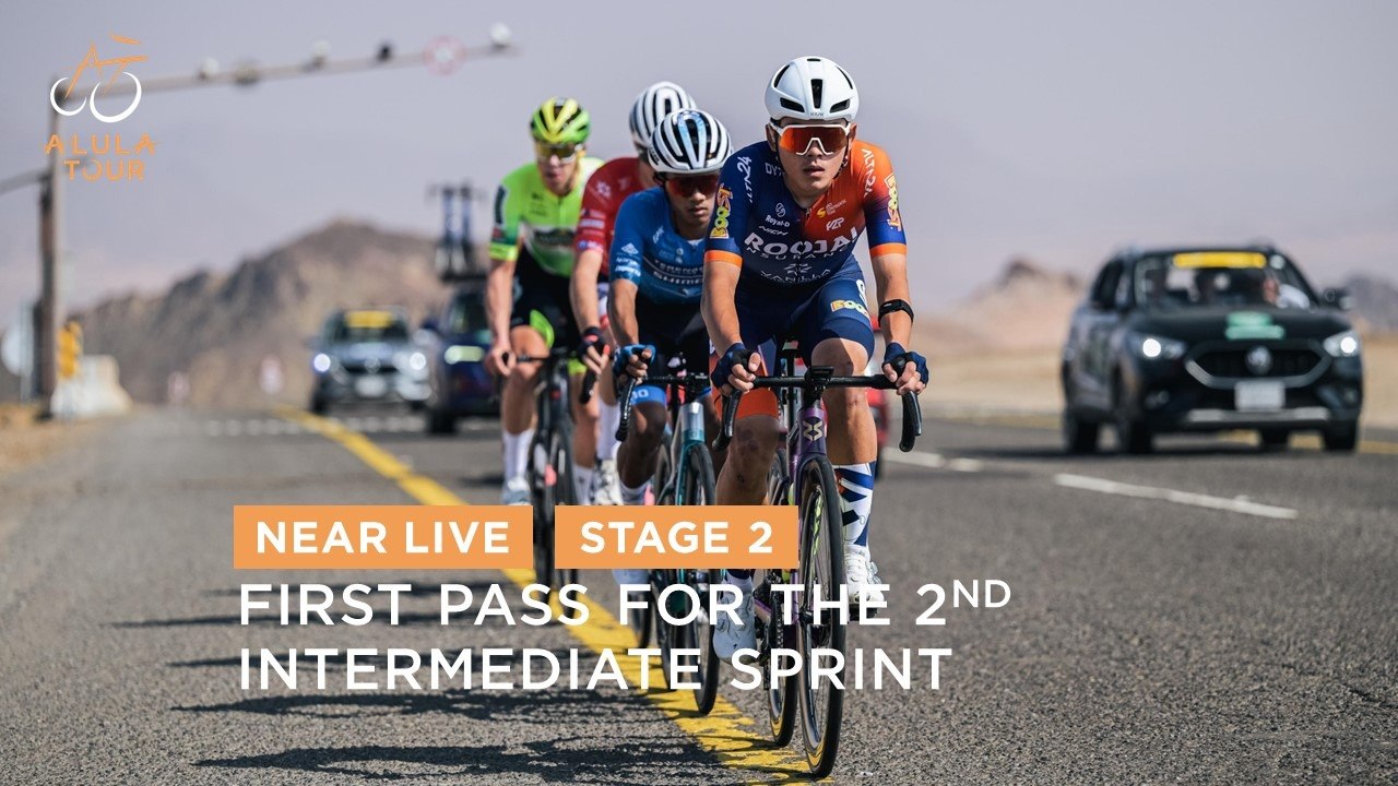First pass over the finish line for the 2nd intermediate active sprint! - Stage 2 - The AlUla Tour 2025