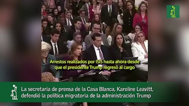La secretaria de prensa de la Casa Blanca, Karoline Leavitt, defendió la política migratoria de la administración Trump