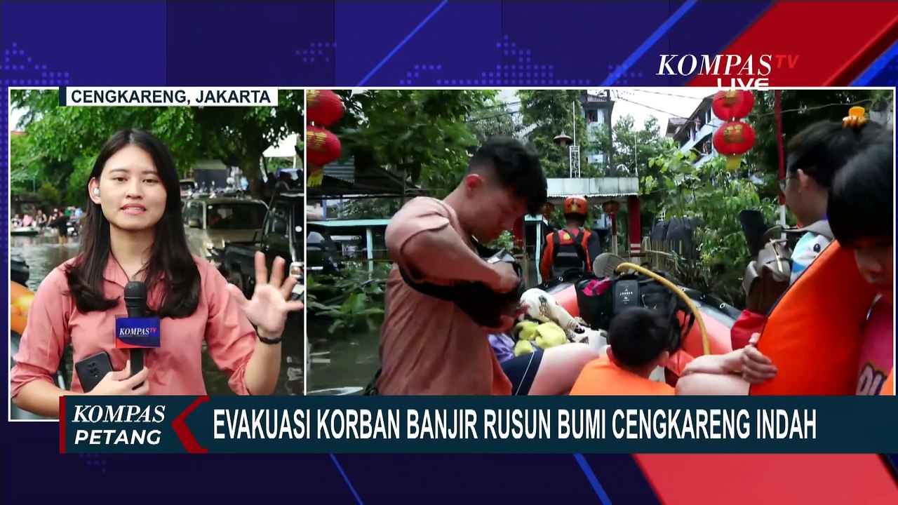 Proses Evakuasi Korban Banjir Rusun Bumi Cengkareng Indah dan Situasi Banjir di Tol Sedyatmo