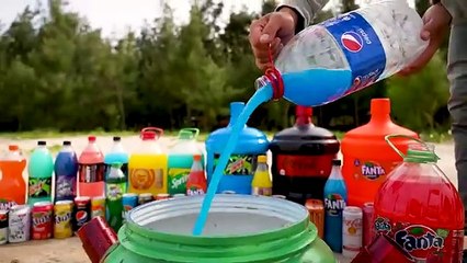 EXPERIMENT_ Big Toothpaste Eruption from Giant Coca-Cola Rocket, Mtn Dew, Fanta, Cola and Mentos