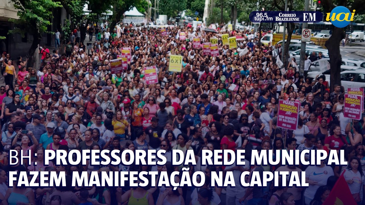 Professores da rede municipal de BH fazem manifestação em frente a Prefeitura da capital