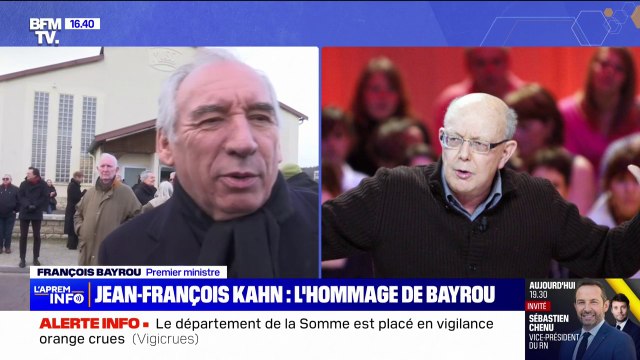 C'était un grand esprit, un immense créateur de journaux : François Bayrou rend hommage à Jean-François Kahn, fondateur du journal Marianne, à l'occasion de ses obsèques