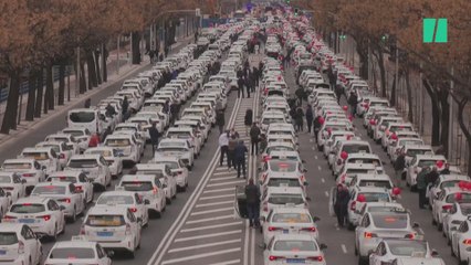 Los monumentales atascos que ha provocado la huelga de taxistas en Madrid