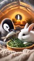 A rabbit help the poor penguin #rabbit rescue#;cuteanimals