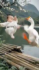 Ai generated video look like real _ baby boy fighting with duck _ai _cute _foryou _fyp(360P)