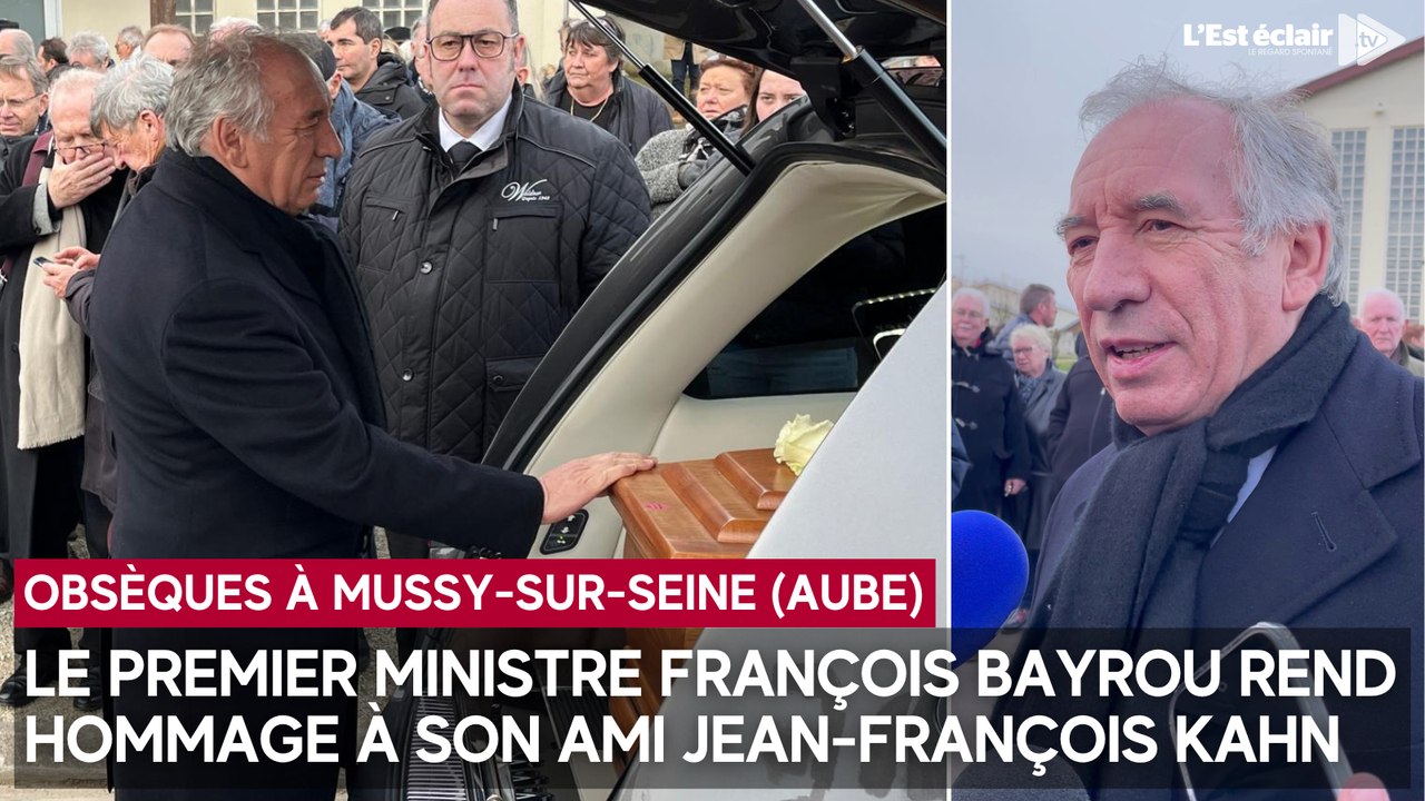 François Bayrou rend hommage à Jean-François Kahn lors de ses obsèques à Mussy-sur-Seine (Aube)