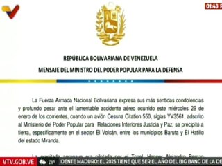 MPPD expresa condolencia ante el accidente aéreo ocurrido este 29 de enero en el estado Miranda