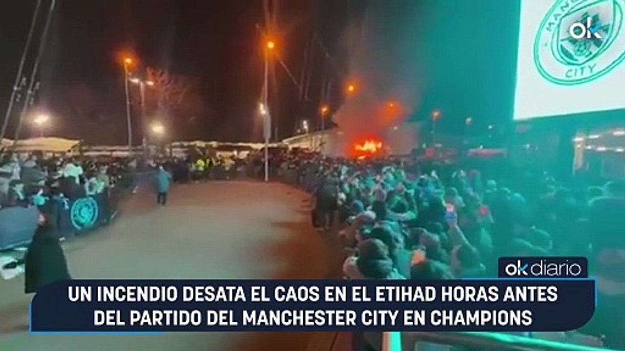Un incendio desata el caos en el Etihad horas antes del partido del Manchester City en Champions