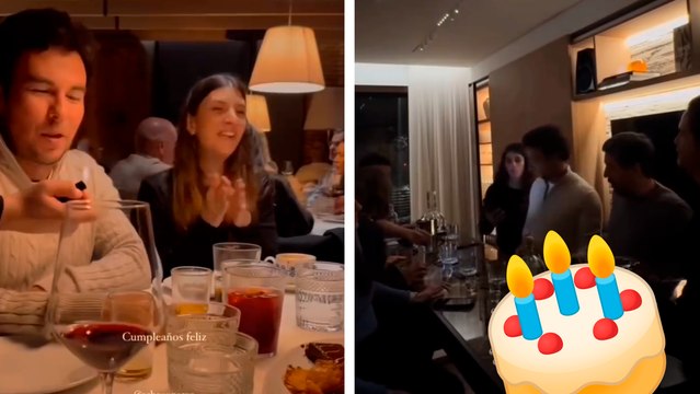 Checo Pérez sigue de festejo; junto a Carola Martínez y grupo de amigos sopla más velitas el expiloto de Red Bull