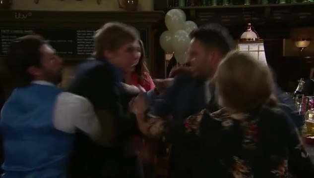 Emmerdale Robert Sugden Lunges at Adam Barton 25th June 2015 Ep 2