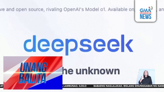 DeepSeek na inilunsad ng isang Chinese company, kaya raw tapatan ang ibang A.I. model sa Amerika sa mas murang halaga | Unang Balita