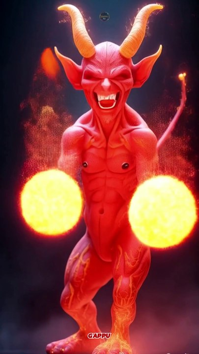 Devil From Hell Throwing Fire Balls On Sinners #devil #hell #sinner #monster #ai