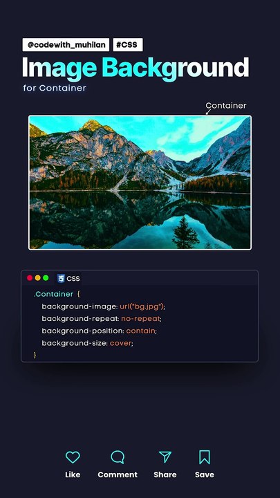 Image Backgroaund for Container #HTML #html5 #htmlcss #htmlcode #htmlemail #htmlcoding