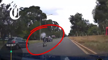 Man rides scooter into oncoming traffic