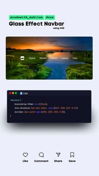 Glass Effect Navbar pake HTML dan CSS #HTML #html5 #htmlcss #htmlcode #htmlemail #htmlcoding #coding #codinglife #codingisfun