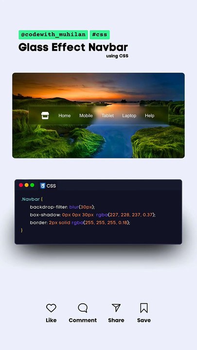 Glass Effect Navbar pake HTML dan CSS #HTML #html5 #htmlcss #htmlcode #htmlemail #htmlcoding   #coding #codinglife #codingisfun