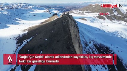 Doğal Çin Seddi'nde 'kar' güzelliği