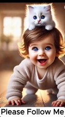 Cute Baby Fun With Cat #animals #ai #viralvideo #cutebaby  #trendingvideo #foryou #funny
