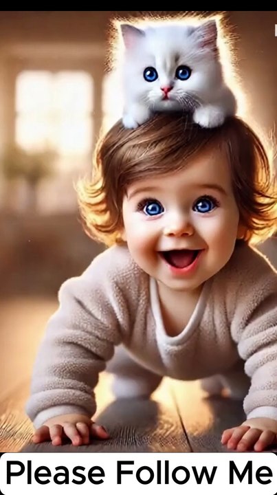 Cute Baby Fun With Cat #animals #ai #viralvideo #cutebaby  #trendingvideo #foryou #funny