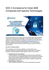 SOC 2 Compliance for Indian B2B Companies with Ispectra Technologies