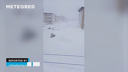 A stunning snowstorm hits the island of Sakhalin, Russia
