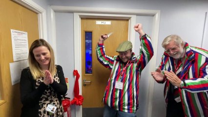 Cutting the ribbon to the new sensory room (Will Goddard, Crediton Courier)
