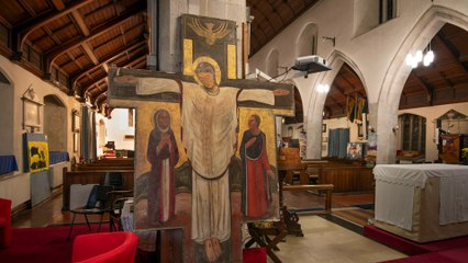 UK couple find 10ft Jesus painting in their barn - created over 70 years ago