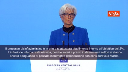 Lagarde (Bce): "Processo disinflazionistico in atto, si attester? intorno a 2%"