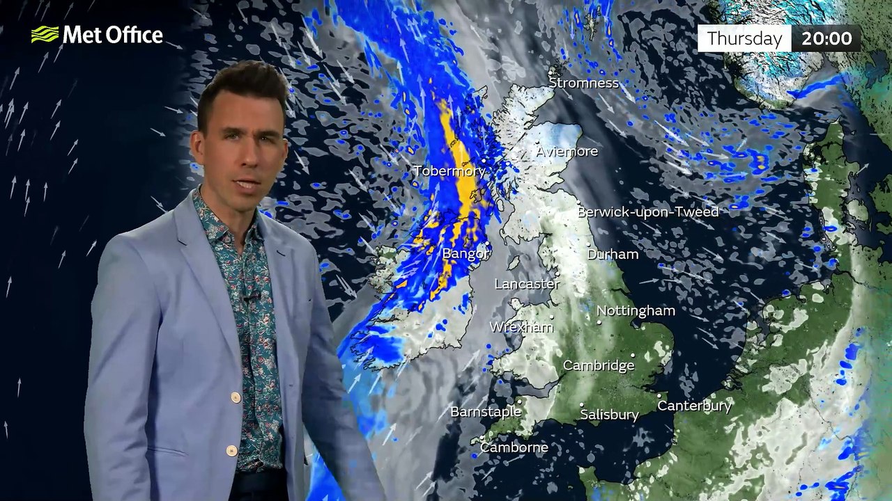 Met Office Thursday evening weather forecast 30/01/2025 - Wet weather arriving in the night
